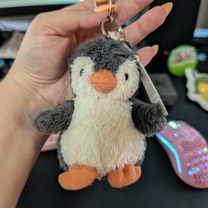 Jellycat Gray Penguin Plush Keychain
